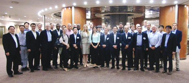 Participants at a welcome reception held at the Hotel Monterey Grasmere Osaka on May 13